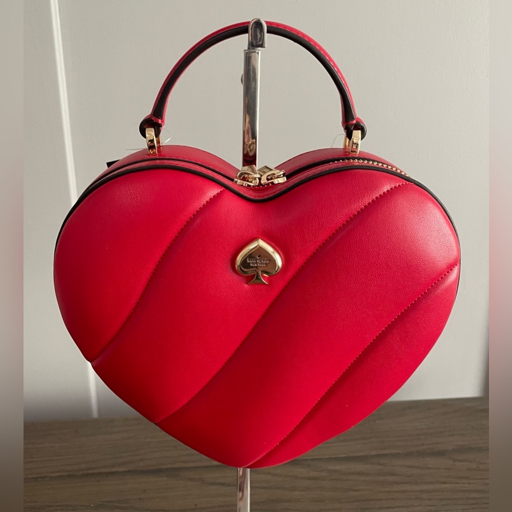NWT, Kate Spade Love Shack, Quilted Red Leather, 3-D Heart Crossbody